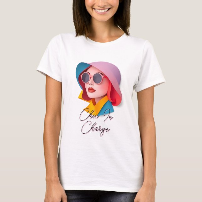 Camiseta Na moda nos óculos escuros (Frente)