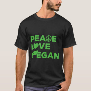 Camiseta Na moda Peace Love Vegan Design Imprimido Tee Gift