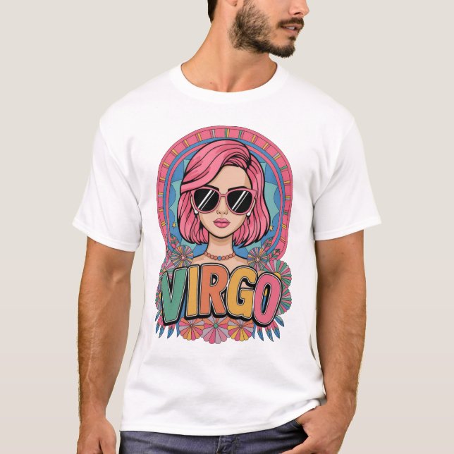 Camiseta Na moda Retro Virgo Mulher-Vírus - Sinal Zodiac Co (Frente)