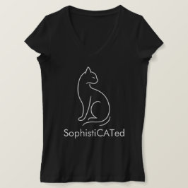 Camiseta Na moda SophistiCATed Design de Gato Minimalístico