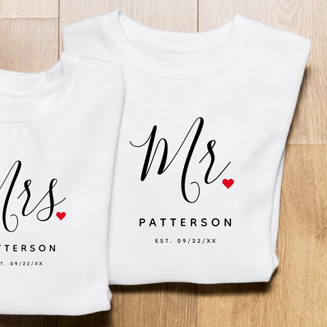 Camiseta Na moda Sr. Sobrenome Personalizado e Casamento de (Criador carregado)