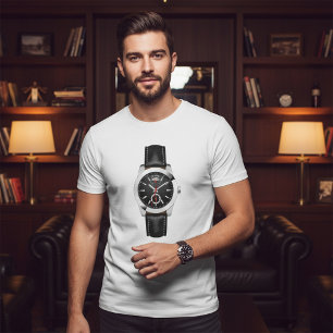 Camiseta Na moda Timepece do Lúxo Cronógrafo Negro