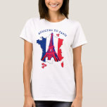 Camiseta Na moda Viciado em T-Shirt PARIS<br><div class="desc">Esta é uma camiseta na moda personalizada ADDICTED TO PARIS, com o esboço do mapa da França na bandeira TRICOLORE da FRANÇA. Curvo no topo, o texto diz ADDICTED TO PARIS. O orgulho é um gráfico da Torre Eiffel (Tour Eiffel) e há grupos de corações vermelhos. O rumo curvo desta...</div>