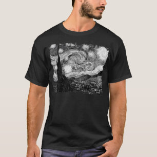 Camiseta Na moda Vintage Art Starry Night Van Gogh Clássico