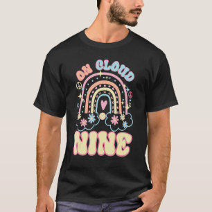 Camiseta Na Nuvem Nove Feliz 9º Aniversário Flor De 9 Anos