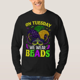 Camiseta Na terça-feira Usamos Contas Celebrações de Mardi