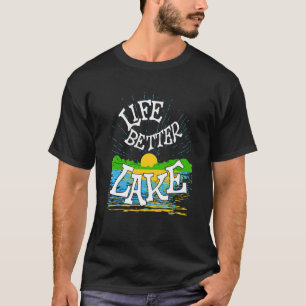 Camiseta Na Vida no Lago Pesca Navegação Design