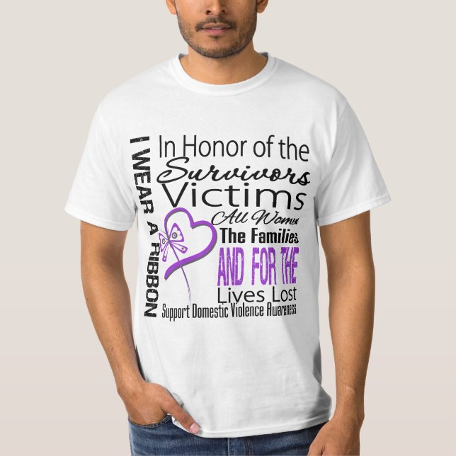 Camiseta Na violência doméstica da colagem do tributo da (Frente)