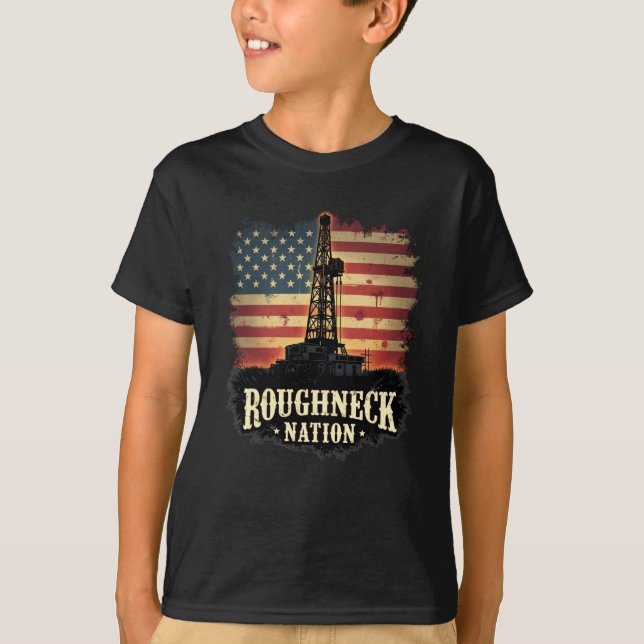 Camiseta Nação Roughneck Oilfield American Worker (Frente)
