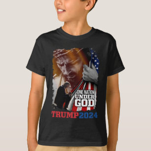 Camiseta Nação Sob Deus Presidente Trump 2024 America Chri