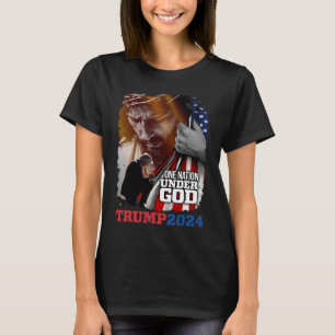 Camiseta Nação Sob Deus Presidente Trump 2024 America Chri
