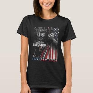 Camiseta Nação Sob Deus Trump 2024 Deus Bandeira Americana