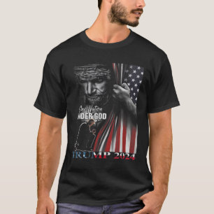 Camiseta Nação Sob Deus Trump 2024 God American Flag 1