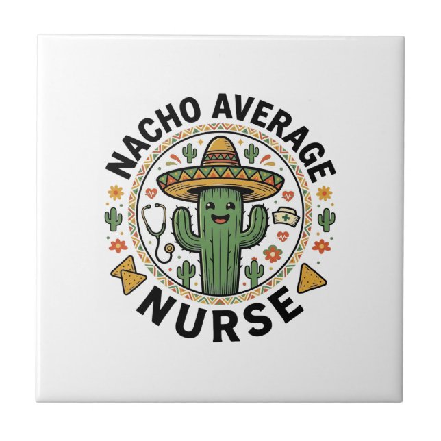 Camiseta Nacho Average Nurse Cactus Fiesta Design_ (Frente)