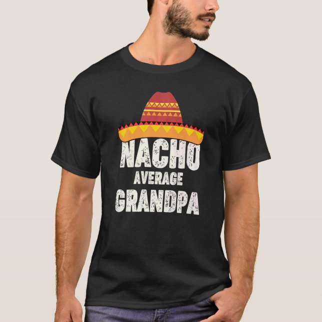 Camiseta Nacho Média Avô Mexicano Fiesta Sombrero Cinc (Frente)