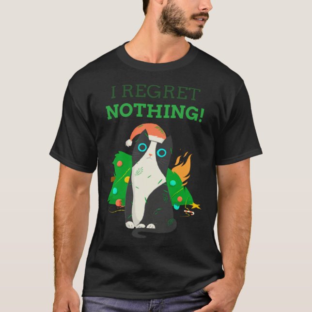 Camiseta Nada a lamentar Natal Gato Perfeito (Frente)