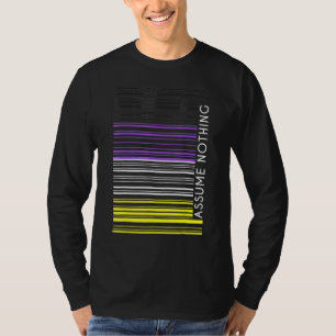 Camiseta Nada Bandeira Não Binária Código de Barras Enby Ge