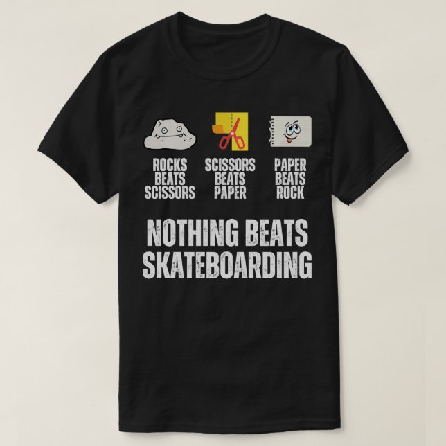 Camiseta Nada Bate No Skateboard Rock Paper Tesoura Fu (Frente do Design)