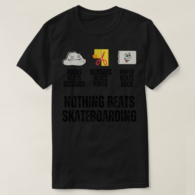 Camiseta Nada Bate No Skateboard Rock Paper Tesoura Fu (Frente do Design)