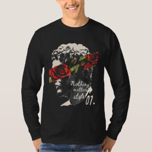 Camiseta Nada Importa A Estátua Do Estilo Roma Flor Rosa Gr