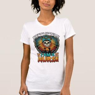 Camiseta Nada Me Assusta Enfermeira Halloween Crânio Sering