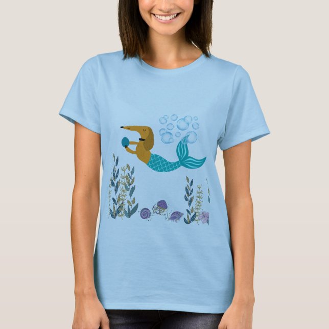 Camiseta Nadação Dachshund Mermaid T-Shirt (Frente)