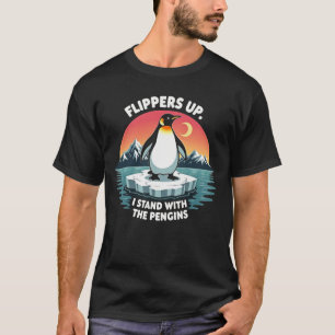 Camiseta Nadadeiras Acima Eu Fico Com Os Pinguins