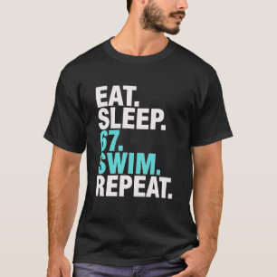 Camiseta Nadador Engraçado 67 Dormir Nadar Repetir
