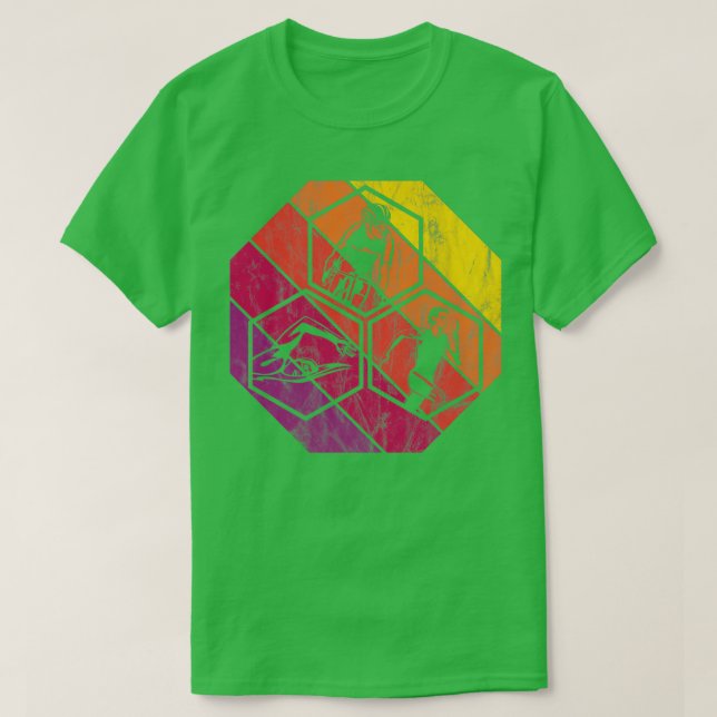 Camiseta Nadando ciclismo e corrida para atletas triatlinos (Frente do Design)