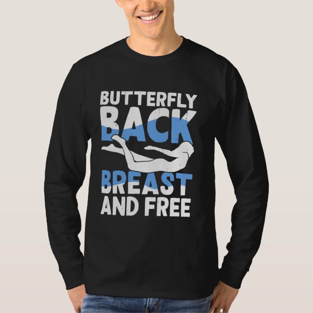 Camiseta Nadando Com Borboleta Para Trás E De Grátis (Frente)