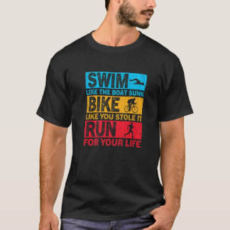 Camiseta Nadar Como O Barco Afundou De Bicicleta Como Se Vo