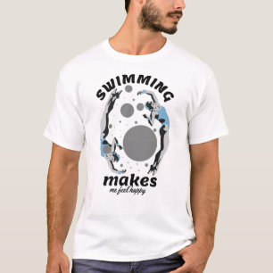 Camiseta Nadar Me Faz Sentir Feliz - Água