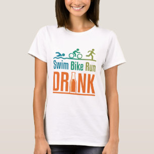 Camiseta Nadar Pedalar Correr Beber Triatlo Divertido Beben
