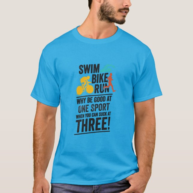 Camiseta Nadar, Pedalar, Correr- Triatlo (Frente)