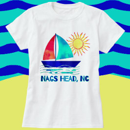 Camiseta Nags Head NC Bonito Watercolor Sailboat