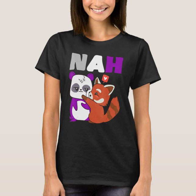 Camiseta Nah Cute Bear Fox Sinalizador Asexual (Frente)