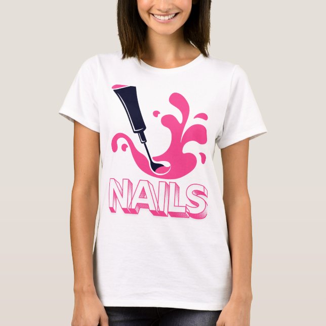 Camiseta Nail Art Enthusiast Tee – Bold Manicure Graphic  (Frente)