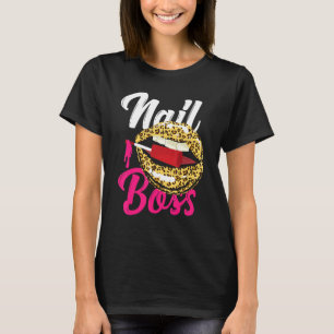 Camiseta Nail Tech Cote Trabalho Uniforme Nail Leopardo Pol