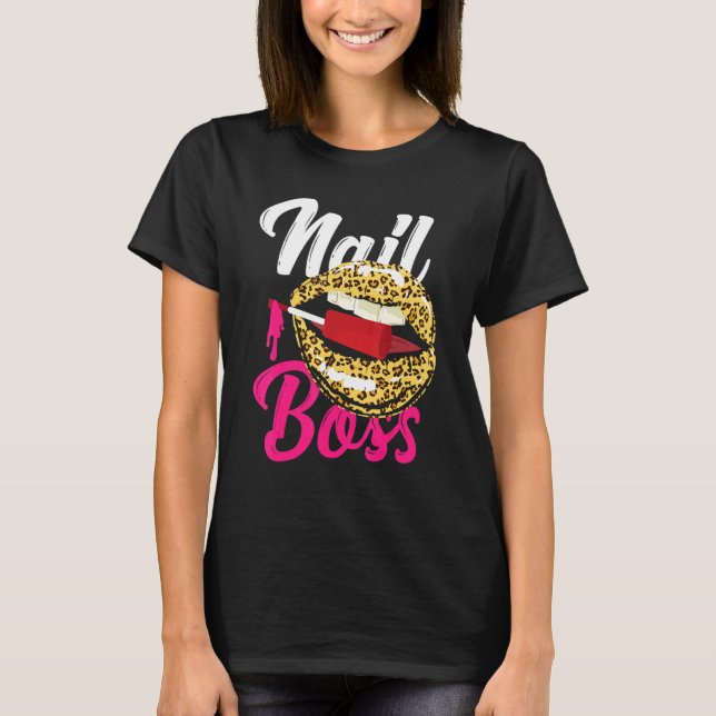 Camiseta Nail Tech Cote Trabalho Uniforme Nail Leopardo Pol (Frente)