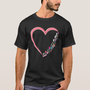 Camiseta Nail Tech Work Uniform Nail Heart Polonês