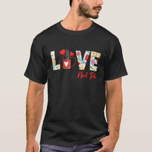 Camiseta Nail Tech Work Uniform Nail Polska Love Heart
