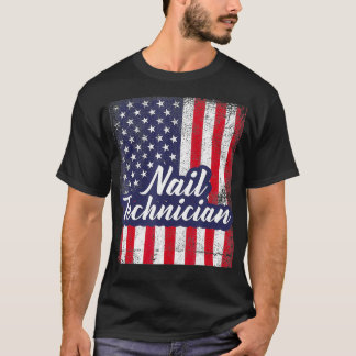 Camiseta Nail Technician Flag USA Tools Nail Tech Artist