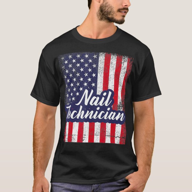Camiseta Nail Technician Flag USA Tools Nail Tech Artist (Frente)