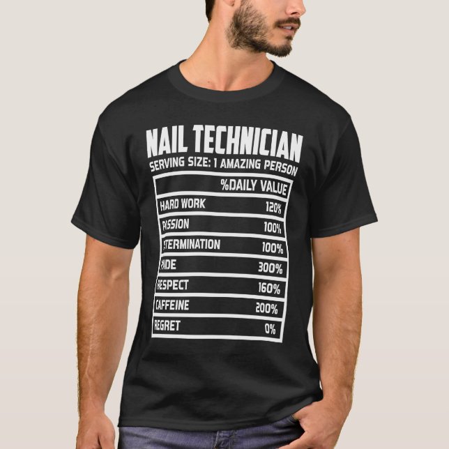 Camiseta Nail Technician Hard Work Passion Determination Pr (Frente)