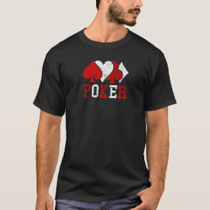 Camiseta Naipe de Pôquer Espada Coração Diamante Clube Pôqu
