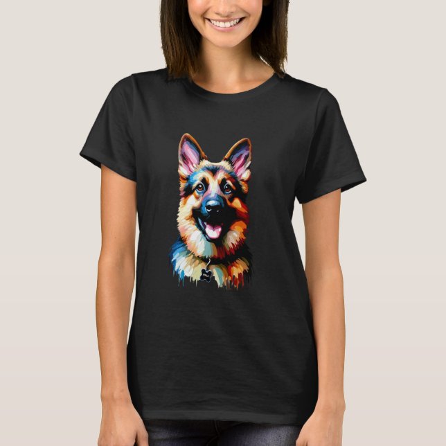 Camiseta NALA Vibrant German shepherd Art Single Pet Lover (Frente)