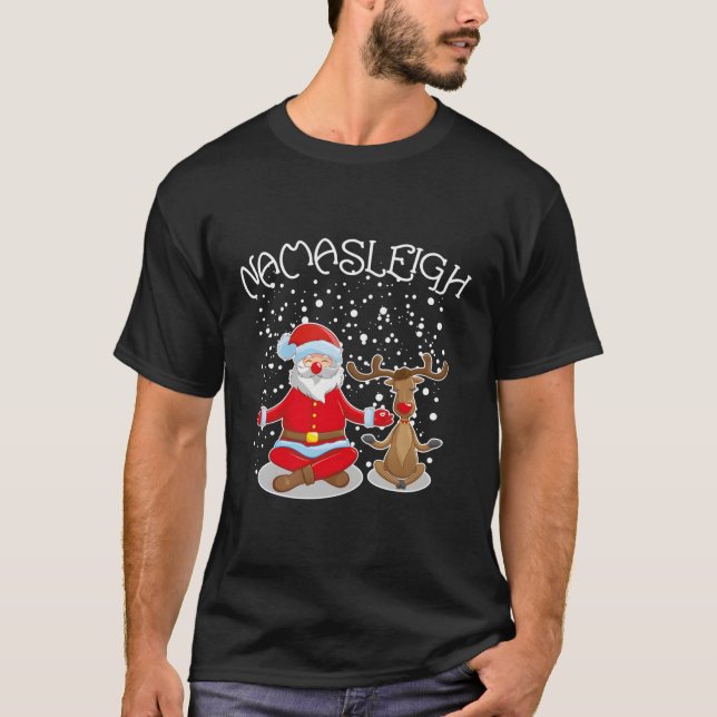 Camiseta Namasleigh Meditando Papais noeis Rudolph Namaste (Frente)