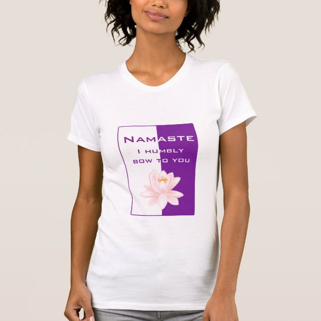 Camiseta Namaste - arco-te humildemente (roxo) (Frente)
