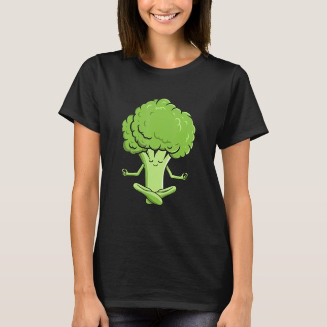 Camiseta Namaste Broccoli Meditação Yoga Possui Broccoli (Frente)