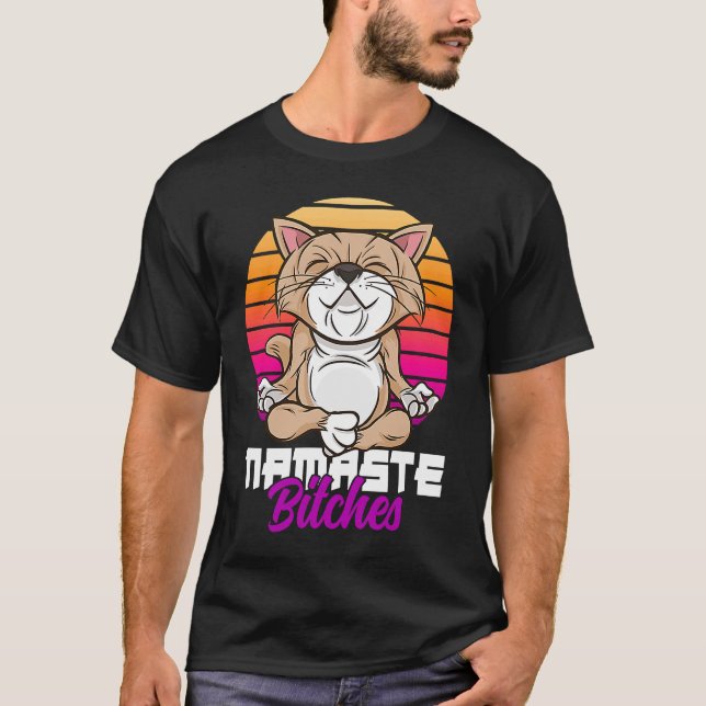 Camiseta Namaste Cat Yoga Positive Vibes Sarcastic (Frente)